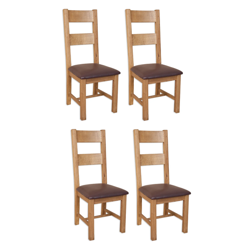 Wiltshire Country Oak Ladder Back Dining Chairs - The Furniture Mega Store 