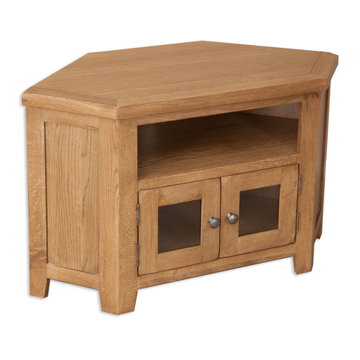 Wiltshire Country Oak Glazed Corner TV Cabinet - The Furniture Mega Store 