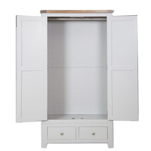 St.Ives French Grey & Oak 2 Door 2 Drawer Wardrobe - The Furniture Mega Store