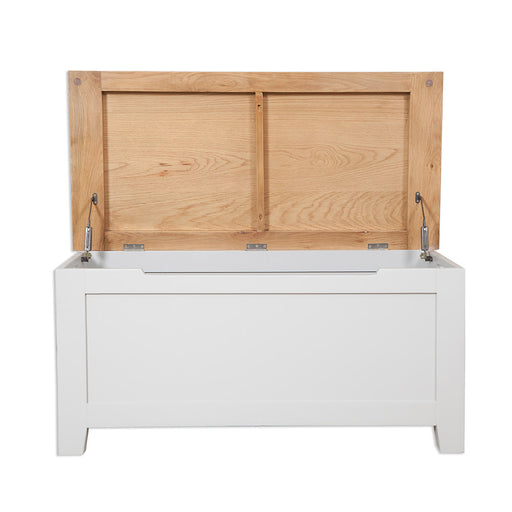 St.Ives French Grey & Oak Blanket Box - The Furniture Mega Store