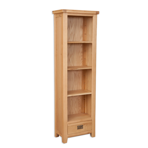Wiltshire Natural Oak  1 Drawer Slim Bookcase - The Furniture Mega Store 