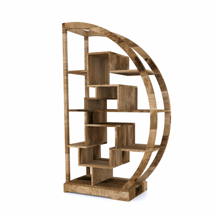 Cuban Mango Wood Semi Circle Display Shelving Unit - The Furniture Mega Store