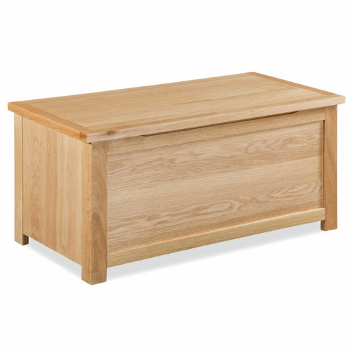 Bevel Natural Solid Oak Blanket Box - The Furniture Mega Store