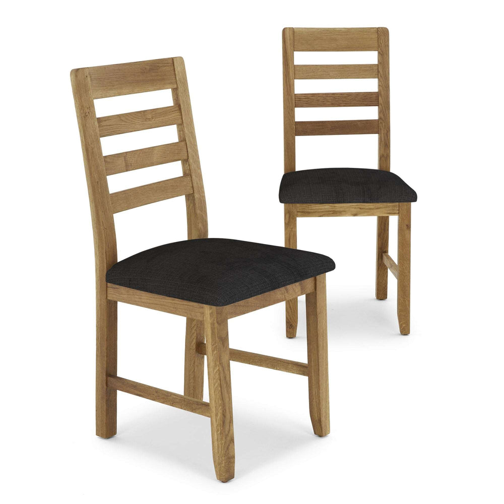 Bakerloo Victoria Steel Fabric & Oak Ladder Back Dining Chair (Sold In Pairs) - The Furniture Mega Store