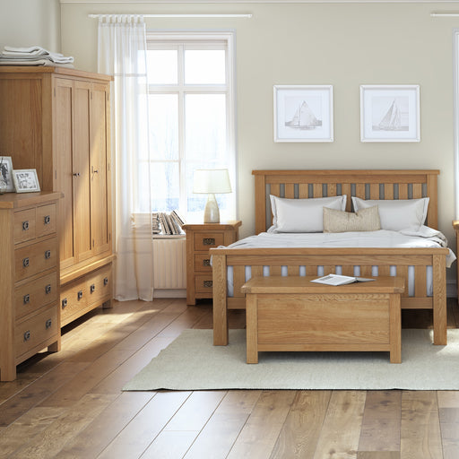 Sailsbury Solid Oak Bedside Cabinet - 3 Drawers - The Furniture Mega Store 