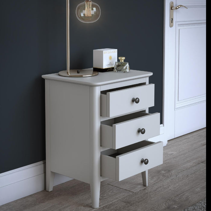 Stowe Silver Grey 3 Drawer Bedside Cabinet - The Furniture Mega Store