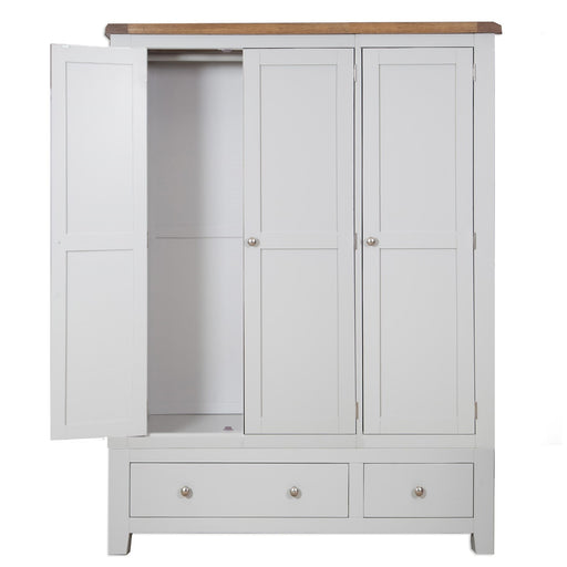 St.Ives French Grey & Oak 3 Door 2 Drawer Triple Wardrobe - The Furniture Mega Store