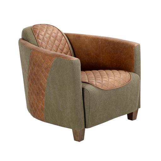 Vincent Rocket Aniline Vintage Leather & Canvas Tub Chair - The Furniture Mega Store