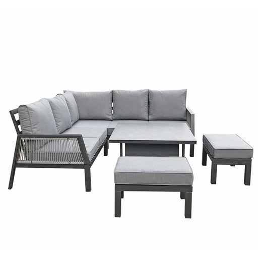 Bettina Corner Sofa + 2 Benches & Dining Table Set - Grey - The Furniture Mega Store 