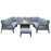 Bettina U Shaped Garden Sofa & Gas Fire Pit Dining Set - Grey - The Furniture Mega Store 