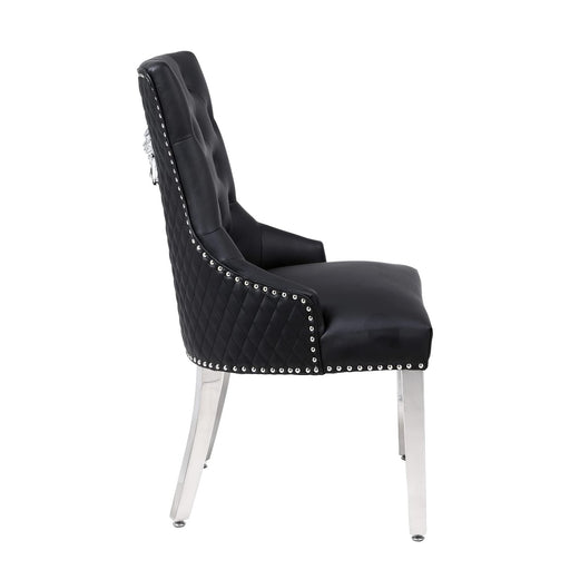 Majestic Midnight Black Faux Leather Dining Chairs - Sold In Pairs - The Furniture Mega Store 