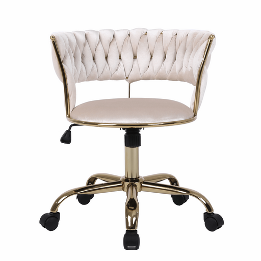 Camelia Cream & Gold Office Chair - The Furniture Mega Store