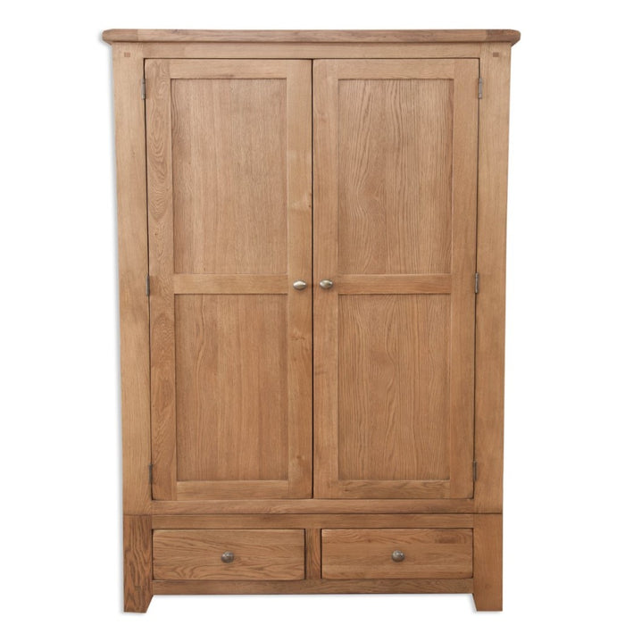 Wiltshire Country Oak 2 Door 2 Drawer Wardrobe - The Furniture Mega Store