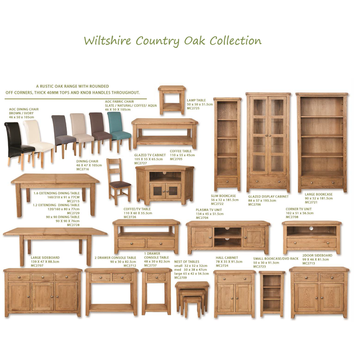 Wiltshire Country Oak 1 Drawer Slim Bookcase - The Furniture Mega Store