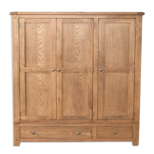 Wiltshire Country Oak 3 Door 2 Drawer Triple Wardrobe - The Furniture Mega Store