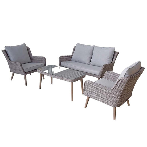 Danielle Four-Seater Garden Sofa & Coffee Table Set - Light Grey - The Furniture Mega Store 