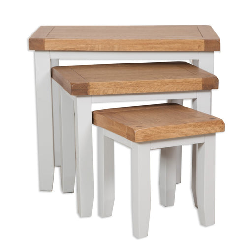 St.Ives French Grey & Oak Nest Of 3 Tables - The Furniture Mega Store 