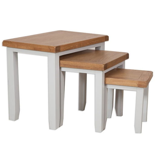 St.Ives French Grey & Oak Nest Of 3 Tables - The Furniture Mega Store 