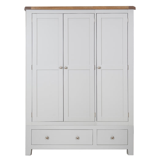 St.Ives French Grey & Oak 3 Door 2 Drawer Triple Wardrobe - The Furniture Mega Store