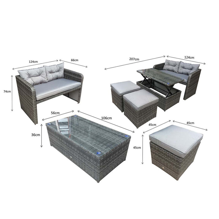 Gemma Compact Wicker Sofa & Coffee Table Set in Grey - The Furniture Mega Store 