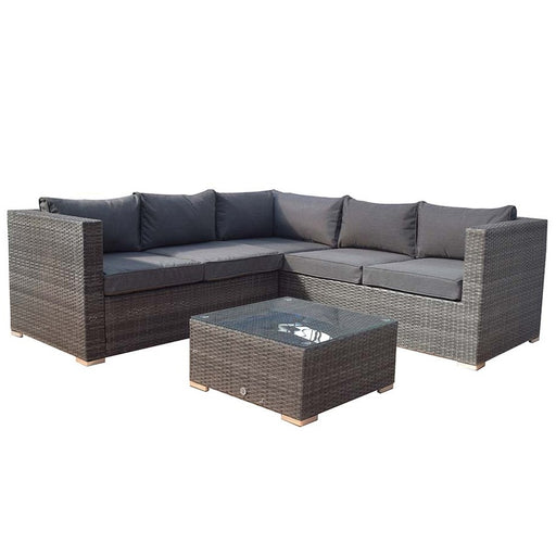 Georgia Compact Corner Sofa & Coffee Table Set - Mixed Grey - The Furniture Mega Store 