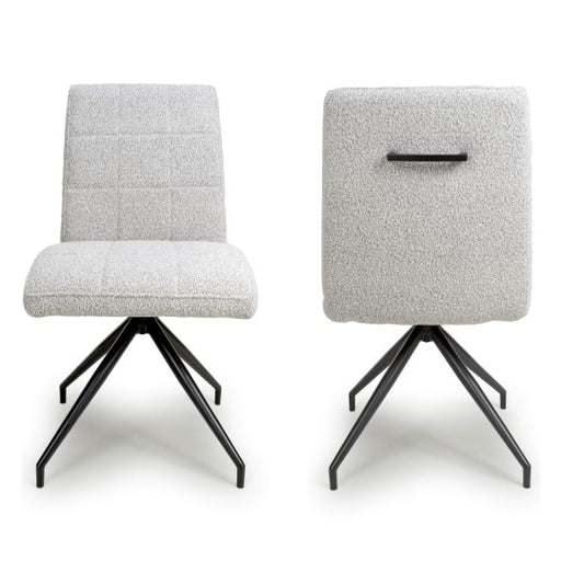 Smoke Grey Boucle Dining Chairs - Sold In Pairs - The Furniture Mega Store