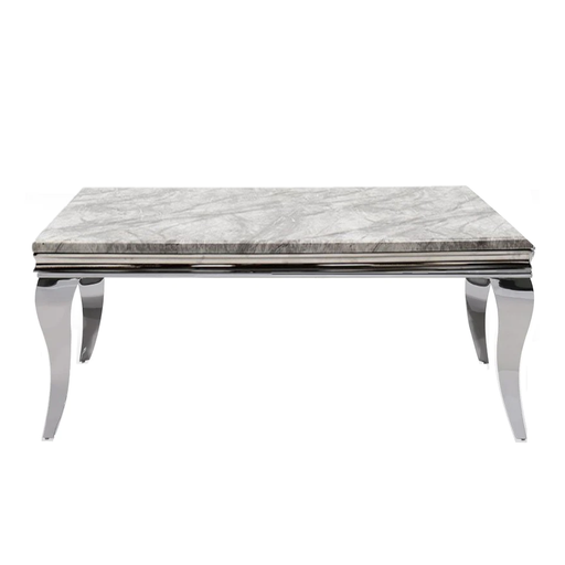 Louis 1.2 Grey Marble & Polished Steel Dining Table - The Furniture Mega Store 