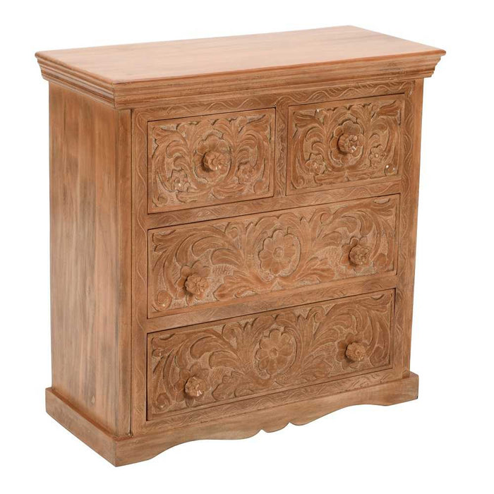 Carved Mango Wood 2 Over 2 Chest Of Drawers - The Furniture Mega Store