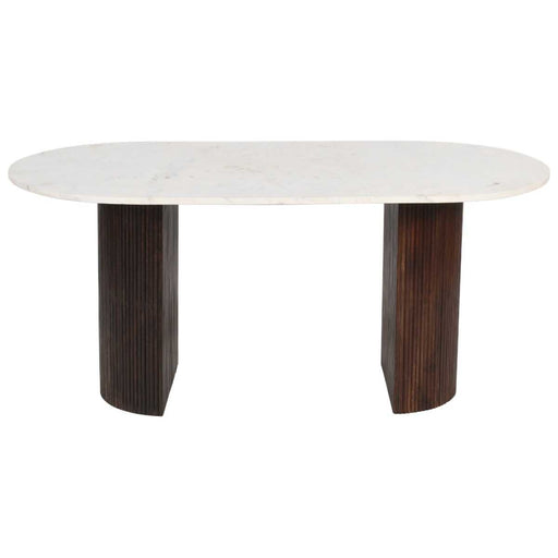 Opal Fluted Mango Wood & Marble Top Dining Table - 170cm - The Furniture Mega Store