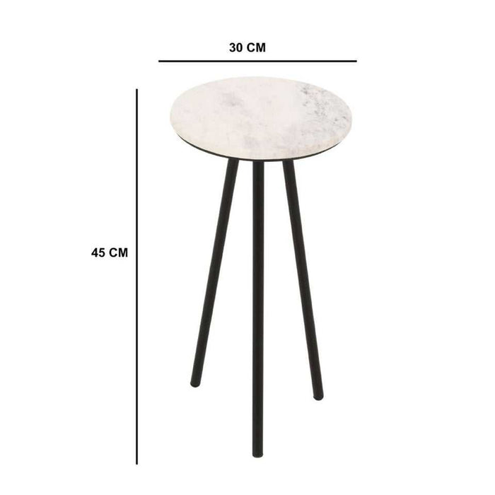 Opal Marble Top Minimalist Side Table - 30cm - The Furniture Mega Store 