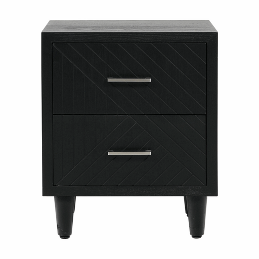 Solo 2 Drawer Bedside Cabinet Black - The Furniture Mega Store 