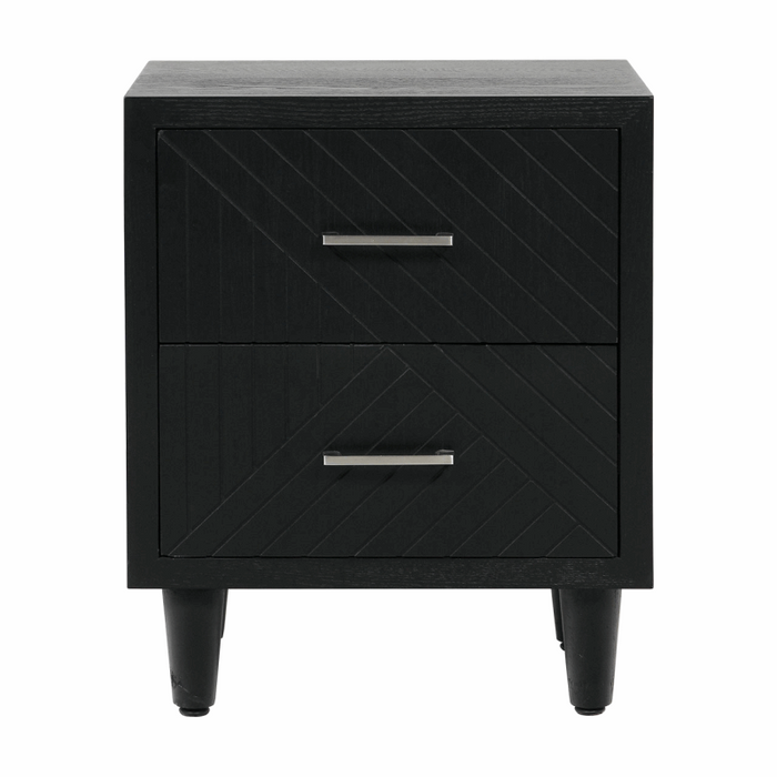 Solo 2 Drawer Bedside Cabinet Black - The Furniture Mega Store
