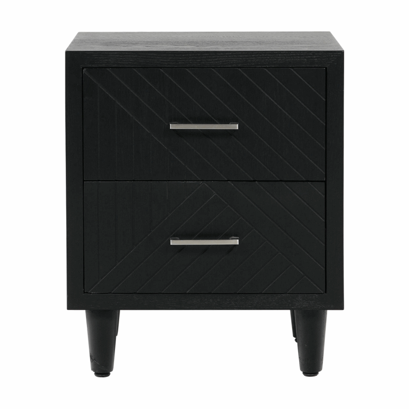 Solo 2 Drawer Bedside Cabinet Black - The Furniture Mega Store
