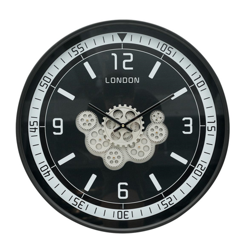 Black Gears Wall Clock - 60cm - The Furniture Mega Store