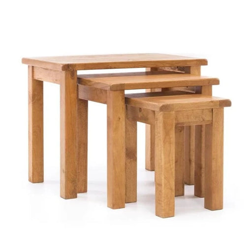 Sailsbury Solid Oak Nest of 3 Tables - The Furniture Mega Store
