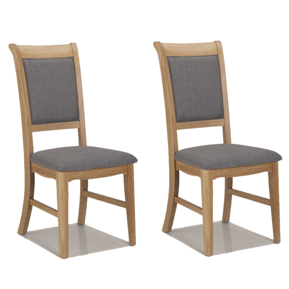Cannes Natural Oak Upholstered Dining Chairs - Set Of 2 - The Furniture Mega Store