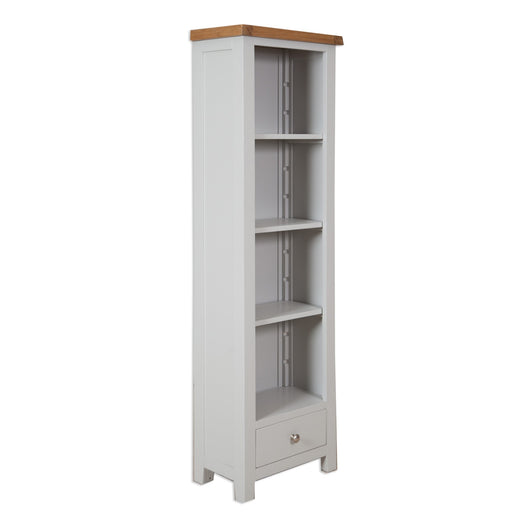 St.Ives French Grey & Oak Tall Slim Bookcase - The Furniture Mega Store 