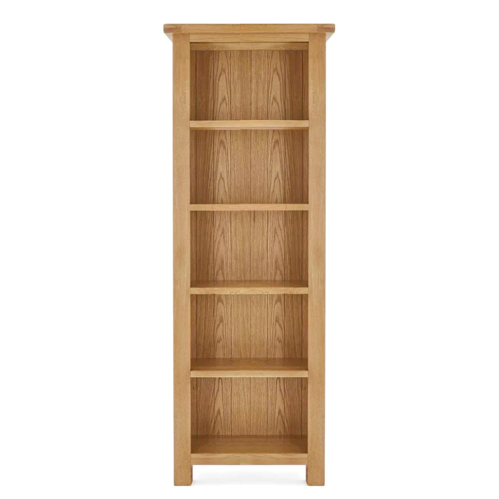 Sailsbury Solid Oak Tall Slim Bookcase - 180cm - The Furniture Mega Store 
