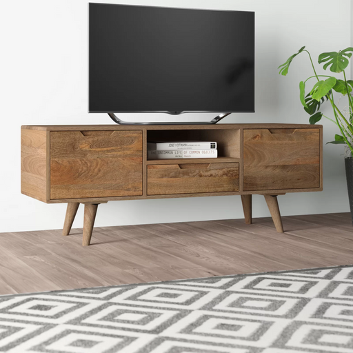 Janeiro Mango Wood Large TV Unit - 135cm - The Furniture Mega Store 