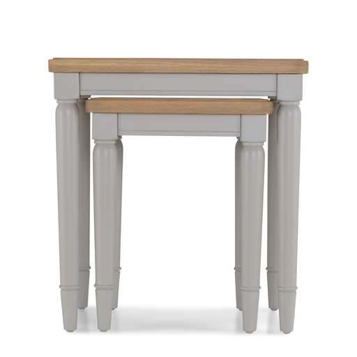 Sunbury Oak & Grey Painted Nest Of 2 Tables - The Furniture Mega Store
