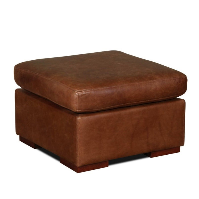 Vintage Leather Square Footstool - 60cm X 60cm - Choice Of Leathers & Feet - The Furniture Mega Store