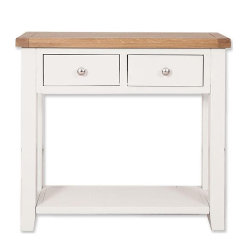 St.Ives White Painted & Oak 2 Drawer Console Table - The Furniture Mega Store 