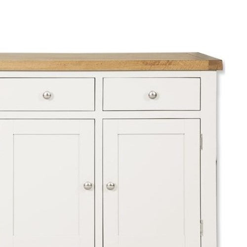St.Ives White Painted & Oak 3 Door 3 Drawer Large Sideboard - The Furniture Mega Store 