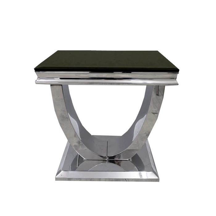 Ariel Glass & Polished Steel End Table - The Furniture Mega Store 