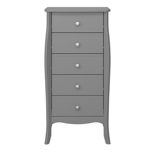 Baroque 5 Drawer Tall Boy - Grey Painted Finish - The Furniture Mega Store 