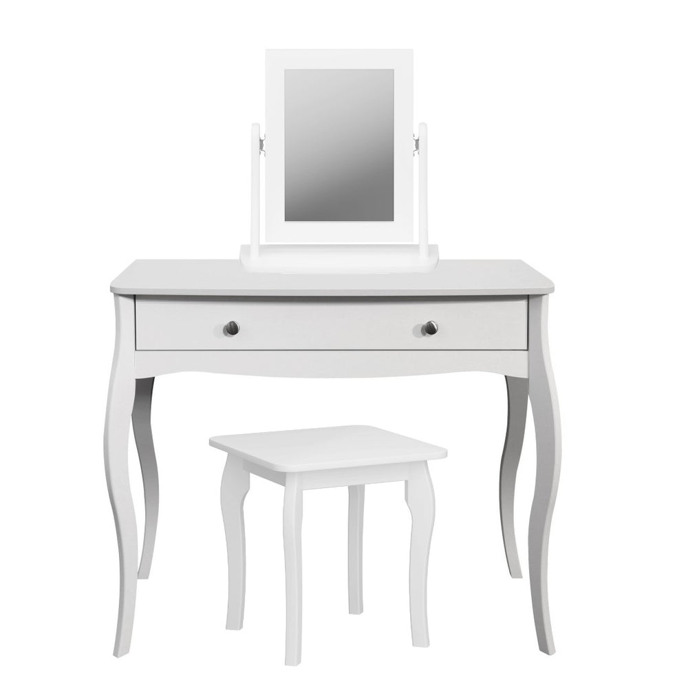 Baroque 1 Drawer Dressing Table Set - White Painted Finish - The Furniture Mega Store 
