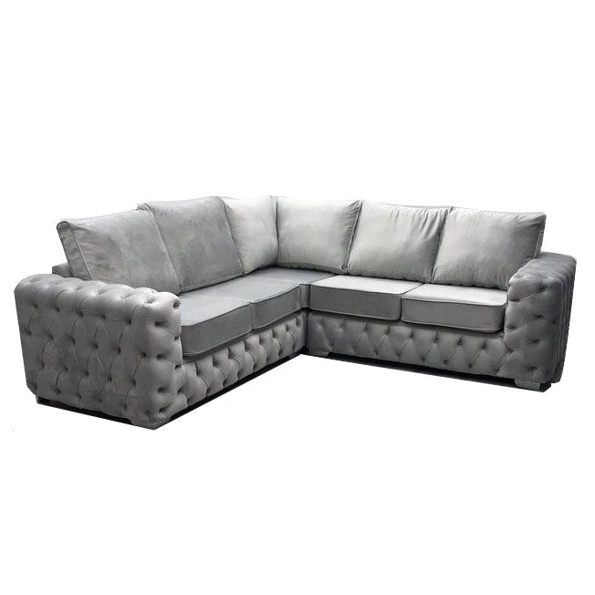 Alexa Plush Velvet Corner Sofa - Pillow Or Classic Back - Choice Of Colours - The Furniture Mega Store