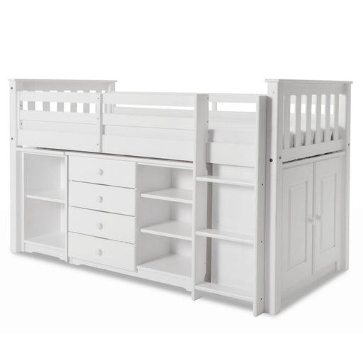 Porto Midi Sleeper with Desk, Chest & Bookcase White - The Furniture Mega Store 