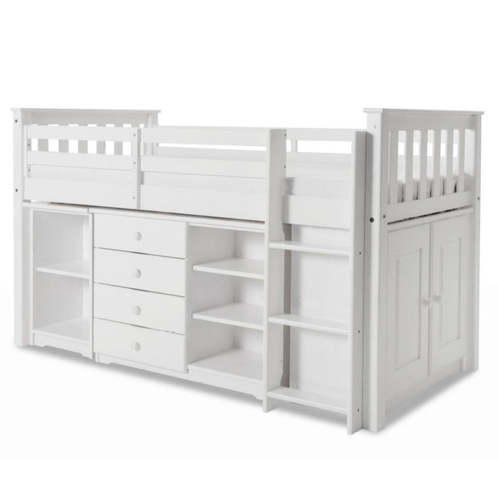 Porto Midi Sleeper with Desk, Chest & Bookcase White - The Furniture Mega Store 