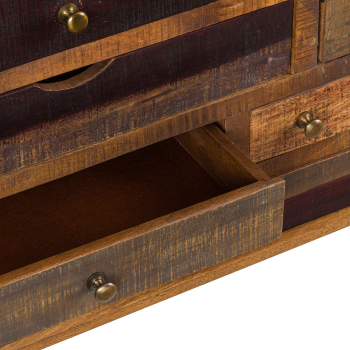 Multi Draw Reclaimed Industrial Merchant Chest With Brass Handles - The Furniture Mega Store